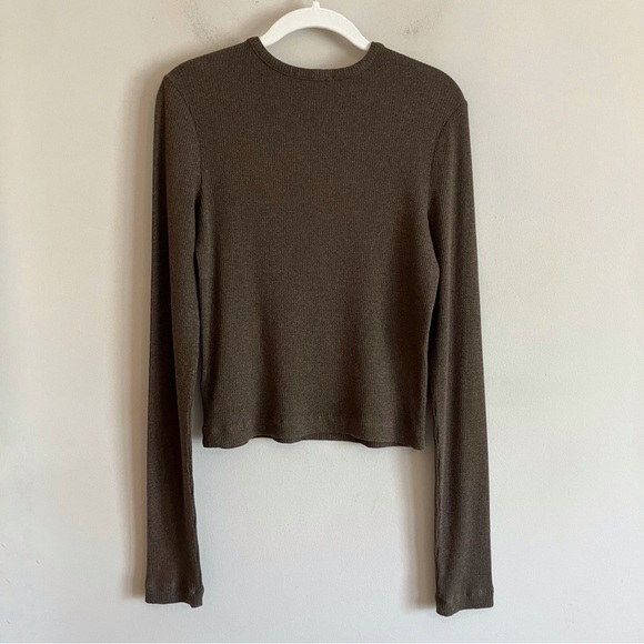 AGOLDE Alma Shrunken Crew Neck Top Long Sleeve Sweater Shirt - Picture 2 of 9